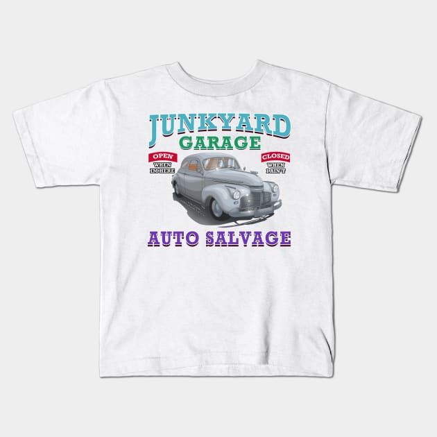 Junkyard Garage Classic Car Hot Rod Novelty Gift Kids T-Shirt by Airbrush World